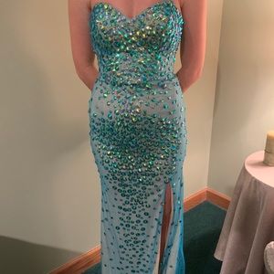 Milano formals blue beaded dress